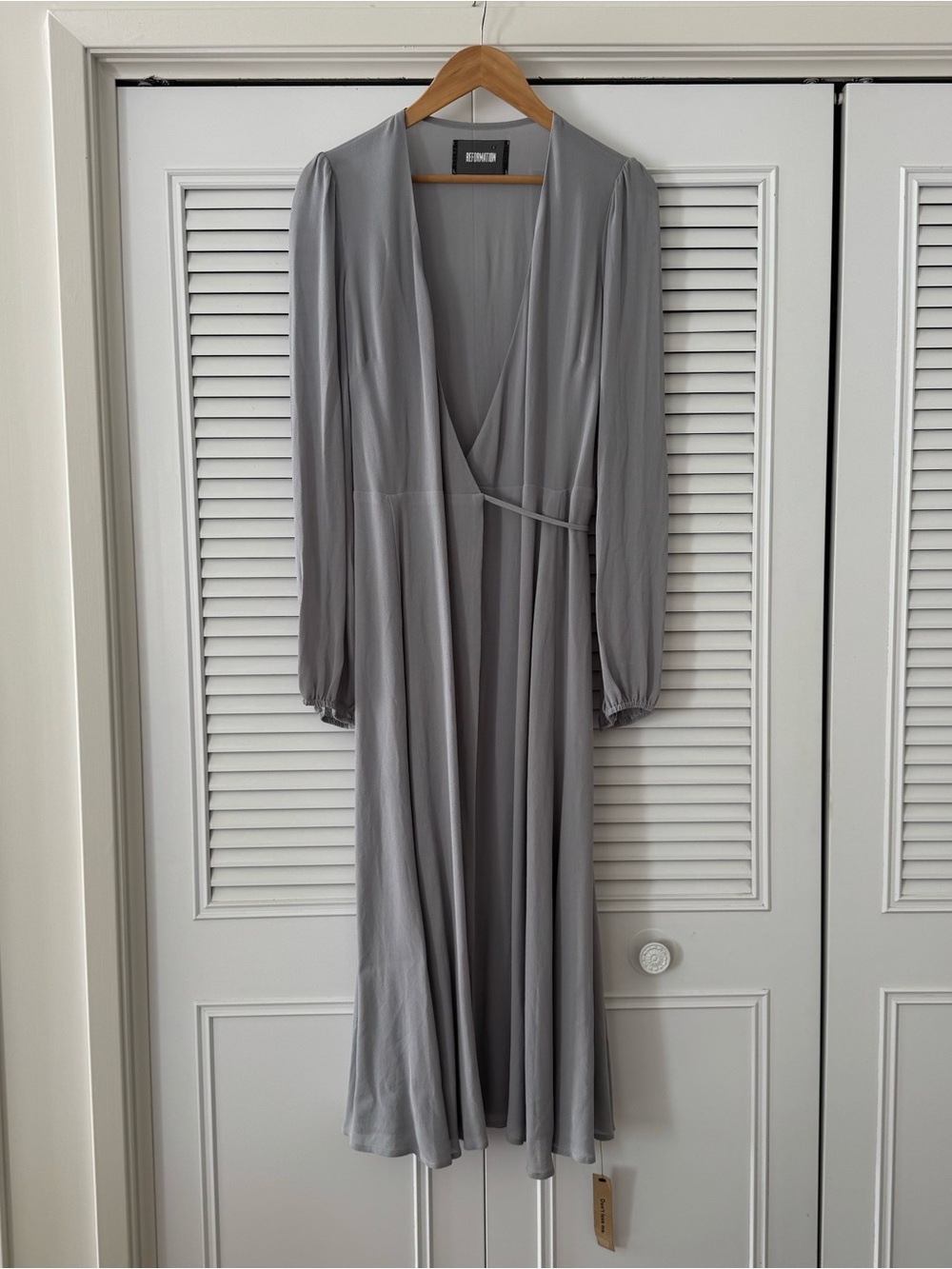 Reformation Nicole wrap dress blue grey small S new